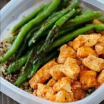 Be prepared to eat healthy for the week by making your meals in advance! These Meal Prep Baked Lime Chicken Bowls are not just healthy but also delicious! Chicken breasts are cubed and marinated in a chili-lime marinade and then baked and paired with quinoa and green beans for make-ahead healthy meals!