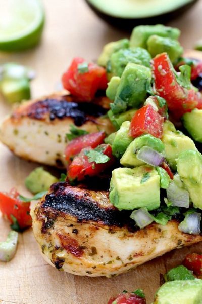 Cilantro Lime Chicken topped with Avocado Salsa