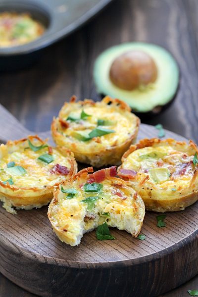 Easy Breakfast Bacon Avocado Hash Brown Egg Cups