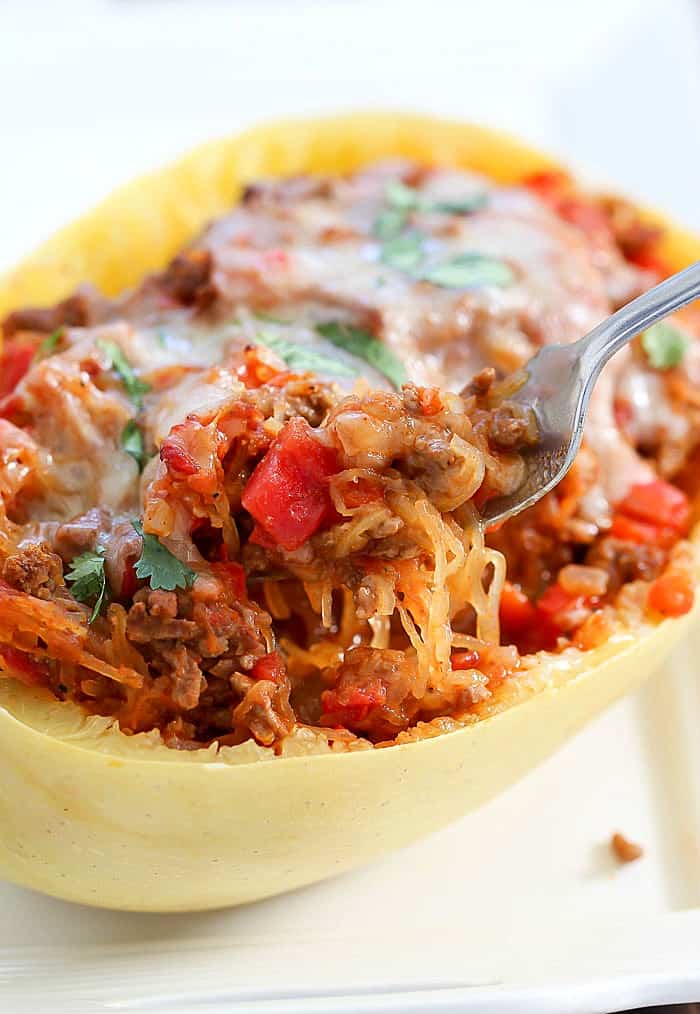 Deliciously Low Carb Taco Stuffed Spaghetti Squash!
