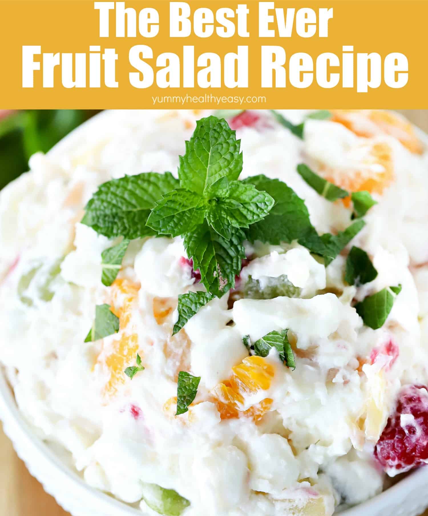 This recipe is a family favorite my mom prepared often. Mostly to go with our big Sunday dinners {hence the name!} but you can make it any day of the week! It's creamy and versatile with a kick of citrus in it. It's one of my all time favorites to make for my family. You can add any fruit or mix-ins that your family likes. It's a yummy and simple side dish that compliments any meal! #fruitsalad #fruit #recipe #yummy #healthy #easy #yummyhealthyeasy #homemade via @jennikolaus