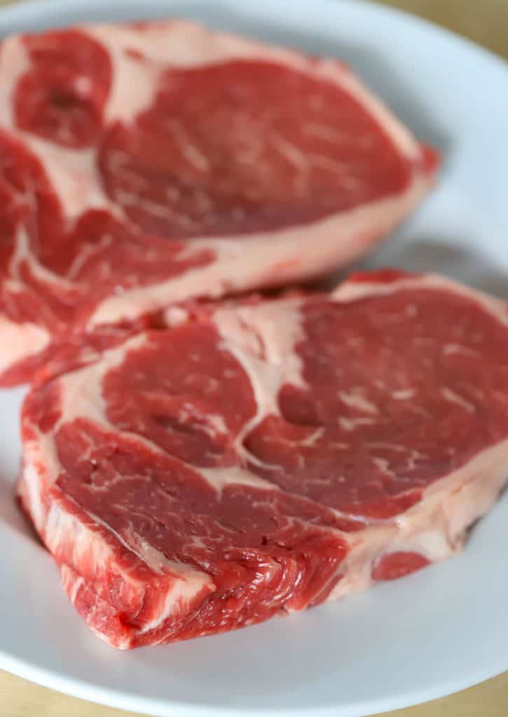 Marbled Ribeye on a plate.